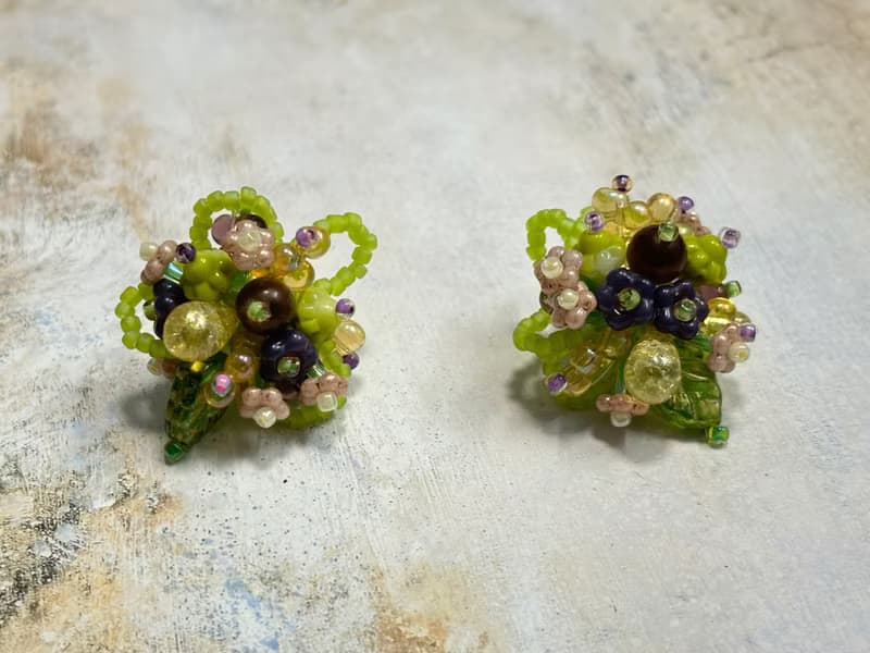 串珠耳環 原創手作耳飾 串珠花朵耳環 奇幻森林