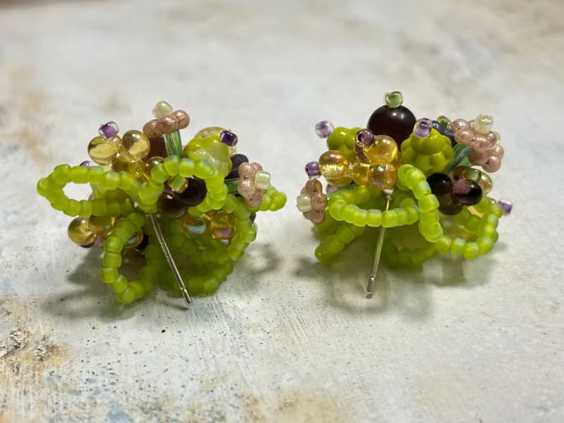 串珠耳環 原創手作耳飾 串珠花朵耳環 奇幻森林