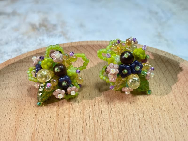 串珠耳環 原創手作耳飾 串珠花朵耳環 奇幻森林