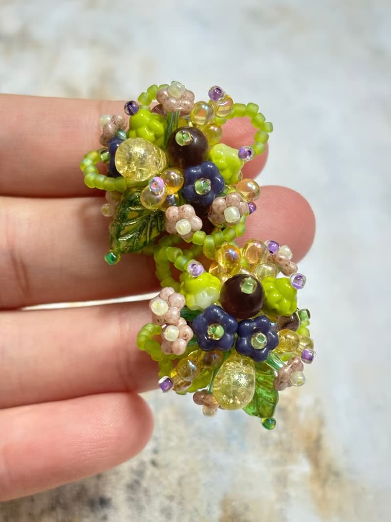 串珠耳環 原創手作耳飾 串珠花朵耳環 奇幻森林