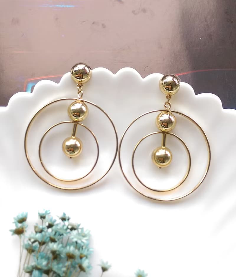 Vintage Jewelry 西洋古董飾品 Sugarfix 摩登雙圈  針式耳環