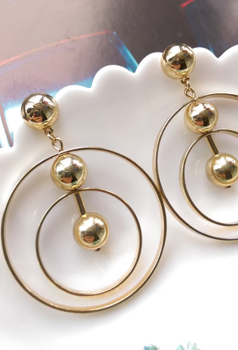Vintage Jewelry 西洋古董飾品 Sugarfix 摩登雙圈  針式耳環