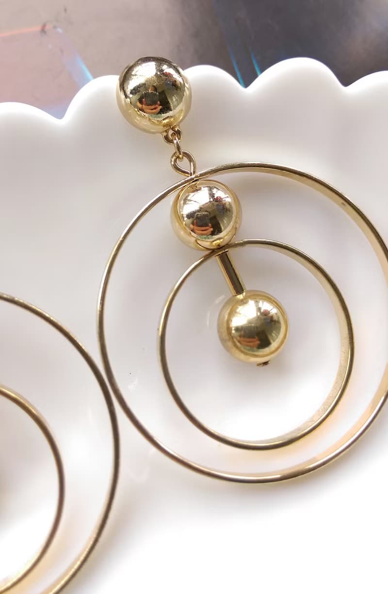 Vintage Jewelry 西洋古董飾品 Sugarfix 摩登雙圈  針式耳環