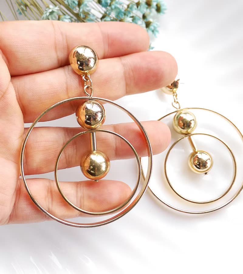 Vintage Jewelry 西洋古董飾品 Sugarfix 摩登雙圈  針式耳環