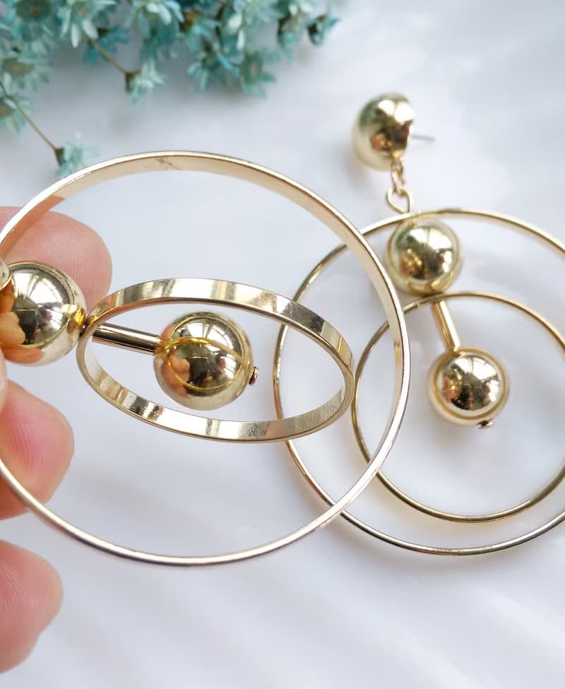 Vintage Jewelry 西洋古董飾品 Sugarfix 摩登雙圈  針式耳環