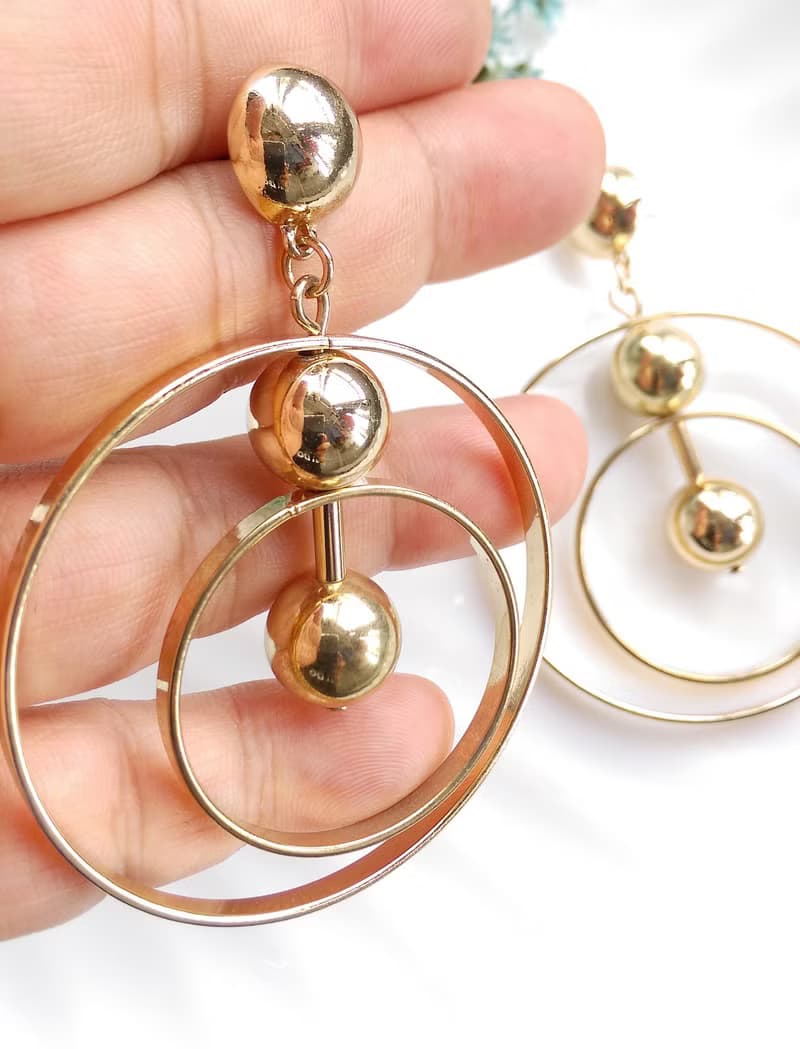 Vintage Jewelry 西洋古董飾品 Sugarfix 摩登雙圈  針式耳環