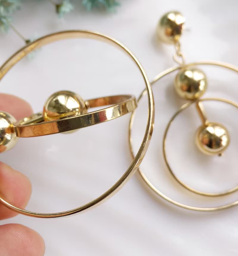Vintage Jewelry 西洋古董飾品 Sugarfix 摩登雙圈  針式耳環