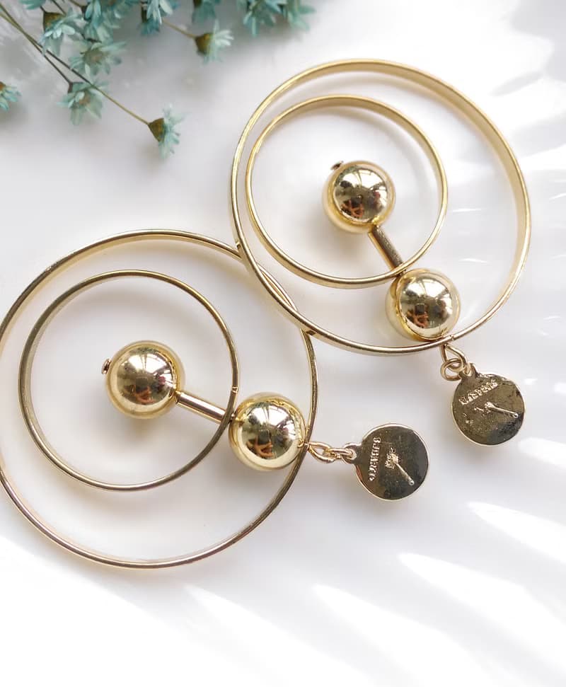 Vintage Jewelry 西洋古董飾品 Sugarfix 摩登雙圈  針式耳環