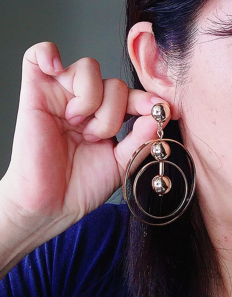 Vintage Jewelry 西洋古董飾品 Sugarfix 摩登雙圈  針式耳環