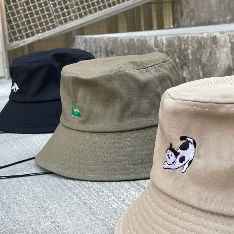 挺版漁夫帽可拆式帽繩 - 伸懶腰貓咪款 生日禮/情人禮