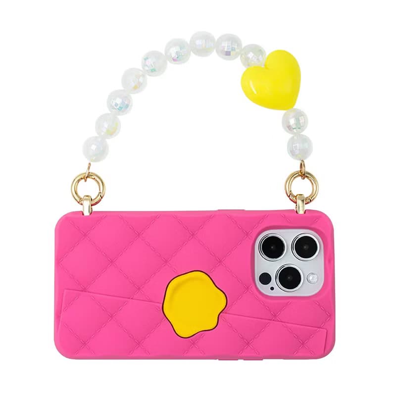 【Candies】iPhone 15 系列 - 愛心小香風晚宴包 桃粉 手機殼七夕