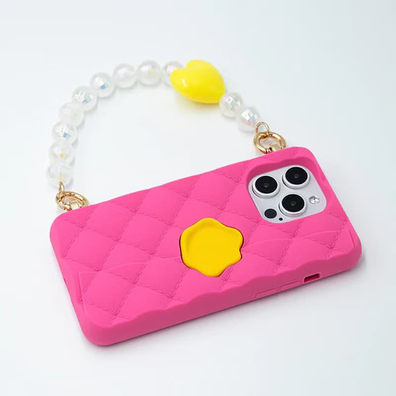 【Candies】iPhone 15 系列 - 愛心小香風晚宴包 桃粉 手機殼七夕