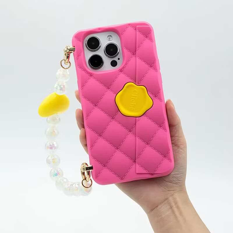 【Candies】iPhone 15 系列 - 愛心小香風晚宴包 桃粉 手機殼七夕
