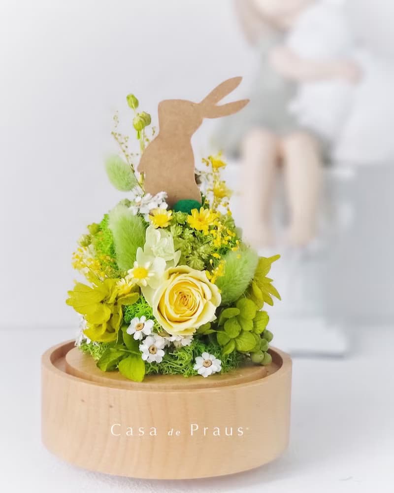 幸福花園兔・旋轉音樂盅 生日、告白、節慶首選・綻放專屬心意