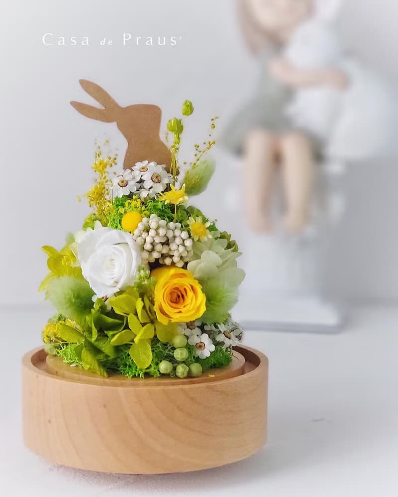 幸福花園兔・旋轉音樂盅 生日、告白、節慶首選・綻放專屬心意