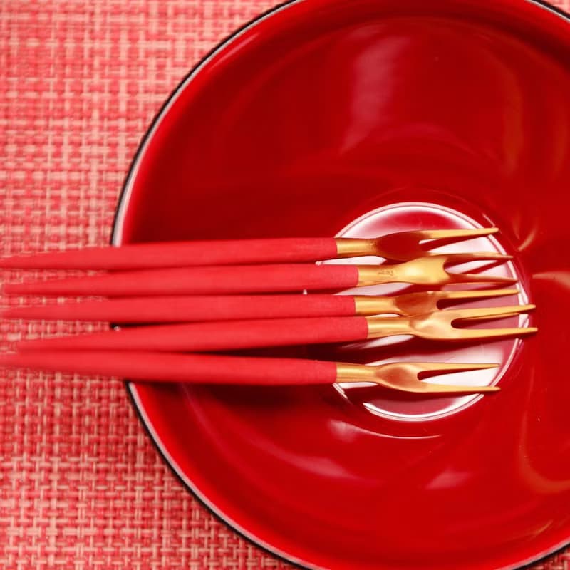 葡萄牙 Cutipol | GOA /  紅金 12CM 迷你水果叉四件組