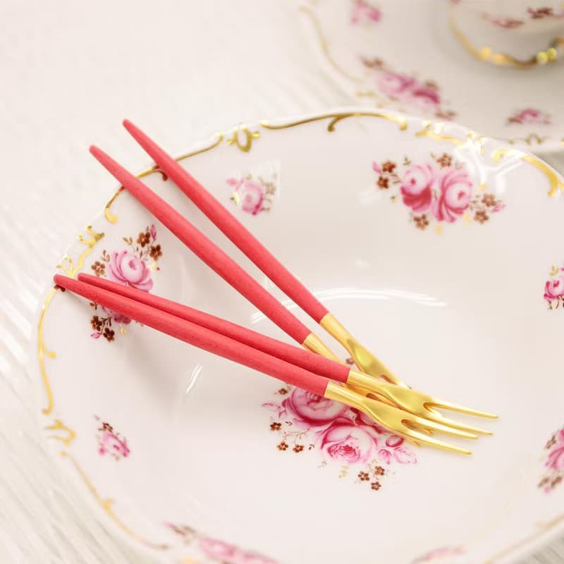 葡萄牙 Cutipol | GOA /  紅金 12CM 迷你水果叉四件組