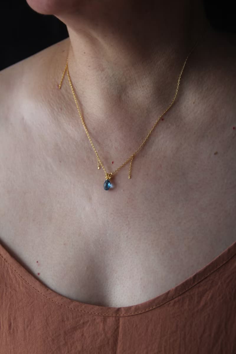 YELU獨立自制倫敦藍托帕石純銀項鏈