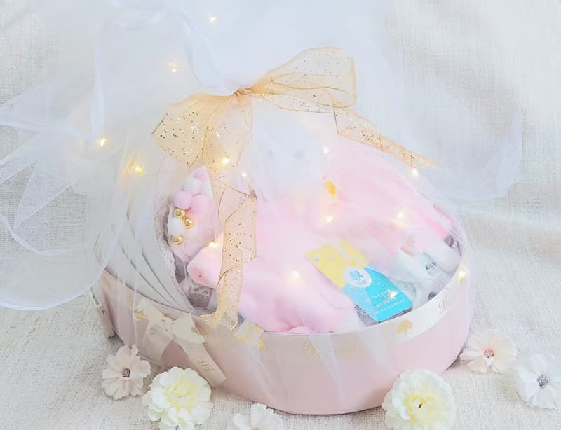彩虹小象搖籃滿月禮/彌月禮盒/生日/新生兒/送禮/口水巾