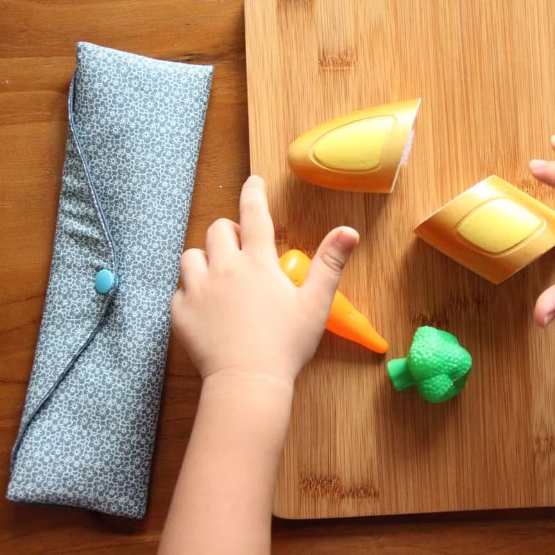 文青風環保筷袋 ~雕花藍  收納包.環保筷袋.手作餐具袋