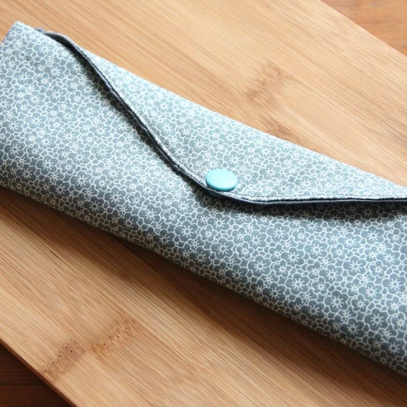 文青風環保筷袋 ~雕花藍  收納包.環保筷袋.手作餐具袋