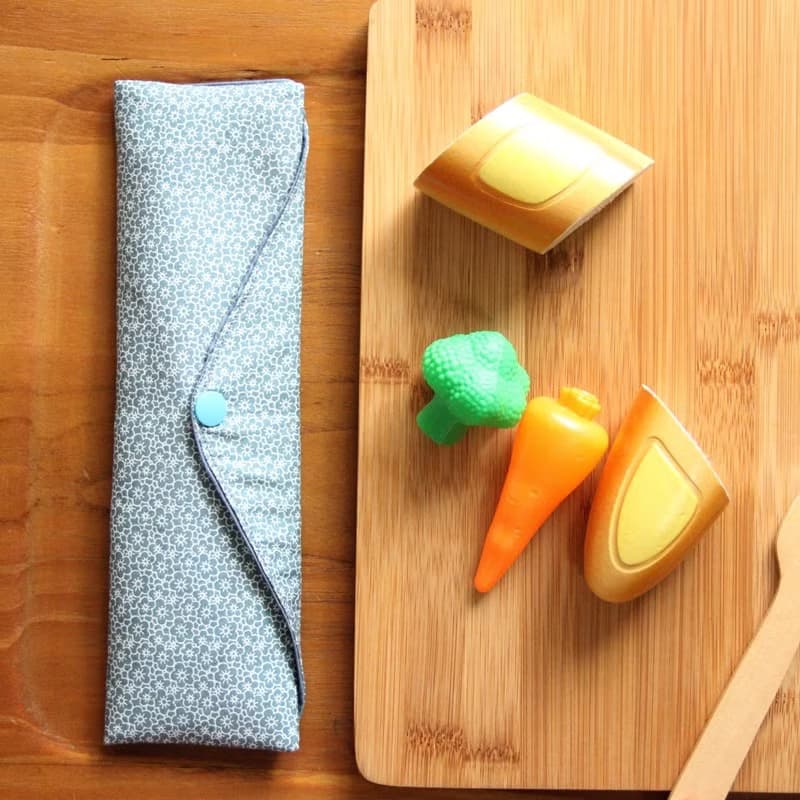 文青風環保筷袋 ~雕花藍  收納包.環保筷袋.手作餐具袋