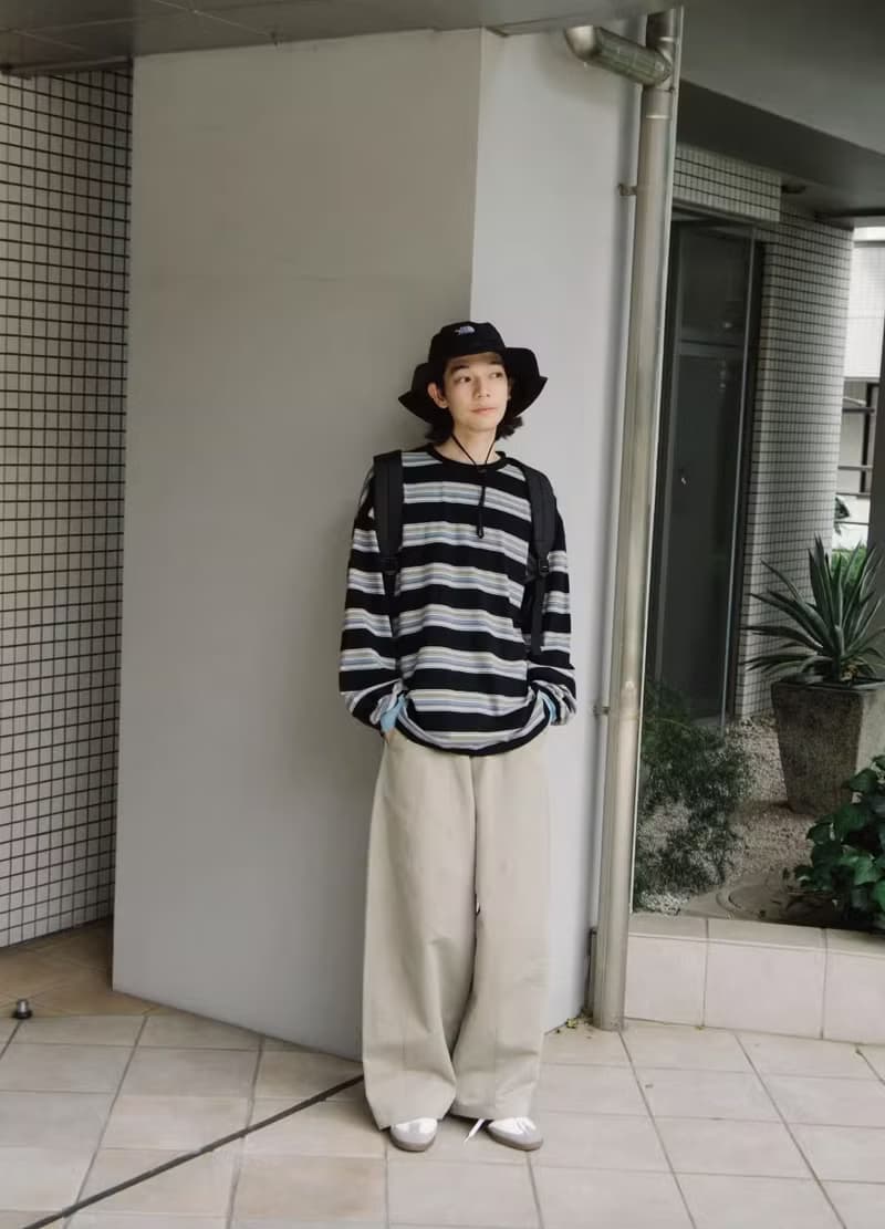 潮汐 復古撞色條紋長袖t恤