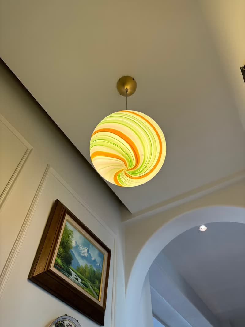 Hand Blown Glass Globe Pendant Lights D25cm(9.8inch), Glass Globe Ceiling Light