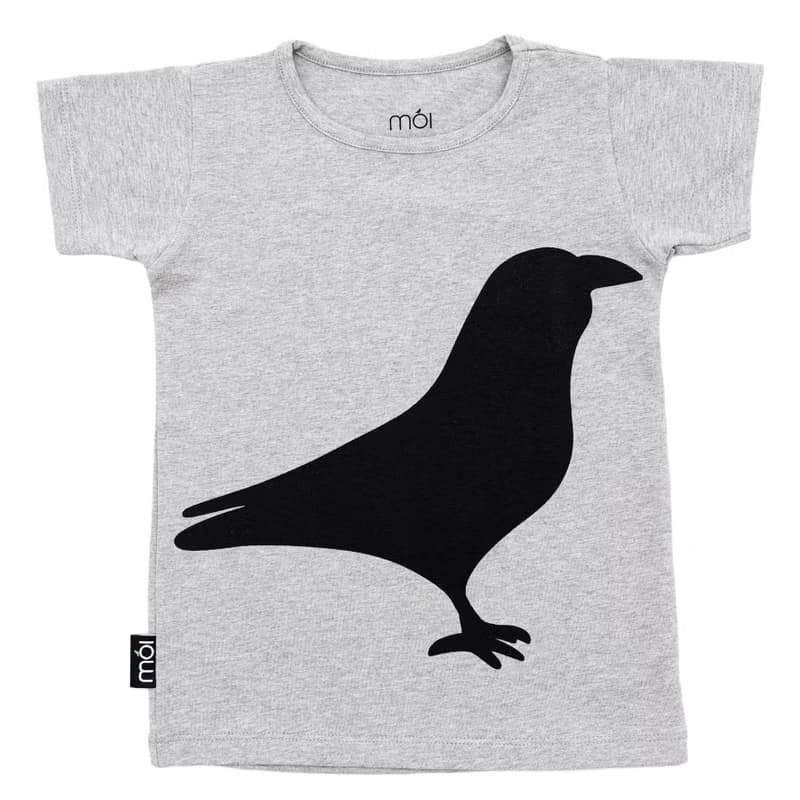 Moi Kids 冰島有機棉童裝短袖上衣2歲至8歲灰色大渡鴨