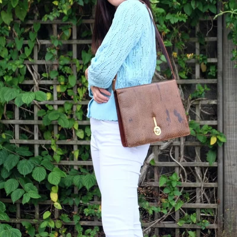 法國復古鱷魚手提皮袋