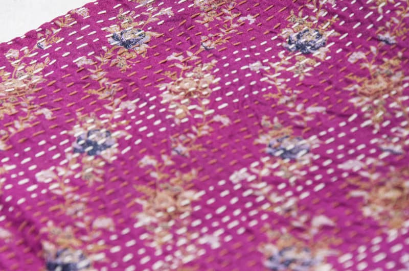 刺繡絲巾/絲綢刺繡圍巾/手縫紗麗線絲巾/印度絲綢刺繡圍巾-紫色花