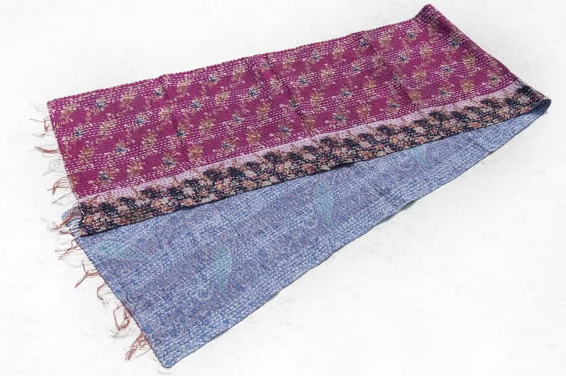 刺繡絲巾/絲綢刺繡圍巾/手縫紗麗線絲巾/印度絲綢刺繡圍巾-紫色花