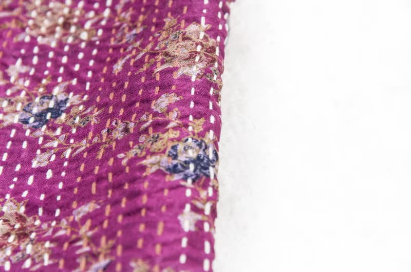刺繡絲巾/絲綢刺繡圍巾/手縫紗麗線絲巾/印度絲綢刺繡圍巾-紫色花