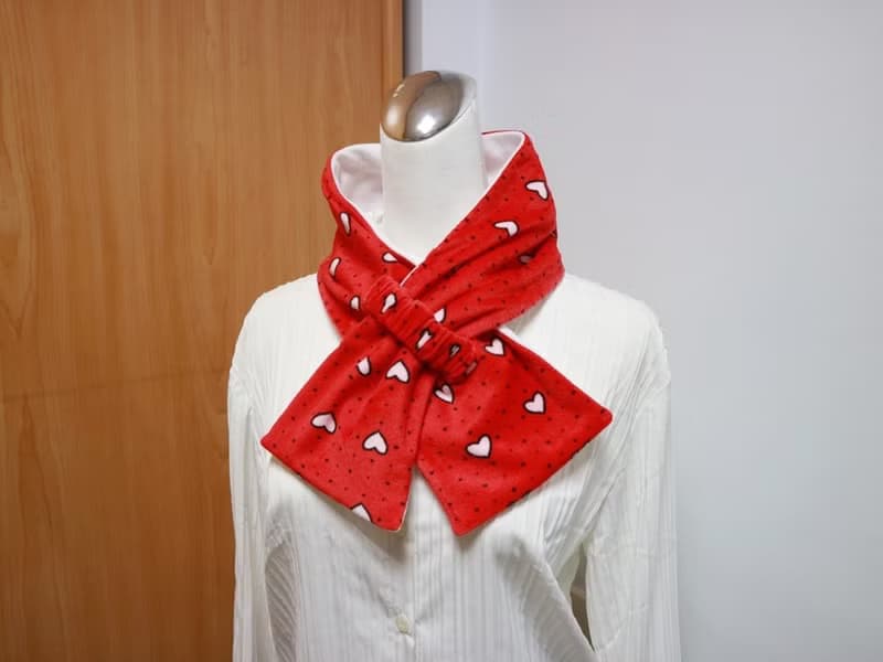 愛心 可調式短圍巾.scarf 保暖圍脖 雙面雙色 大人.小孩均適用