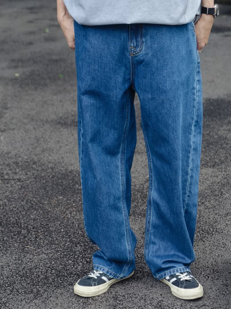 Denim Pants 洗水復古單寧彎刀褲日系美式寬鬆休閒牛仔褲 Cityboy