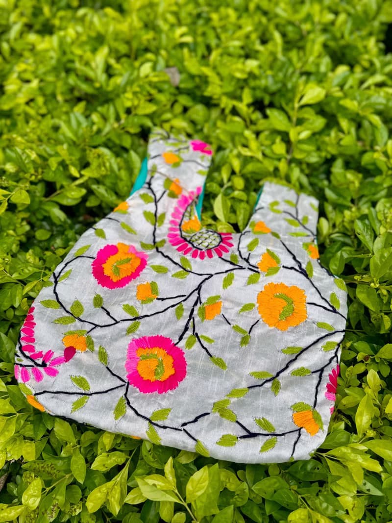 手工刺繡 淺綠色 花卉 手提包 小包 包包 手袋 手提袋