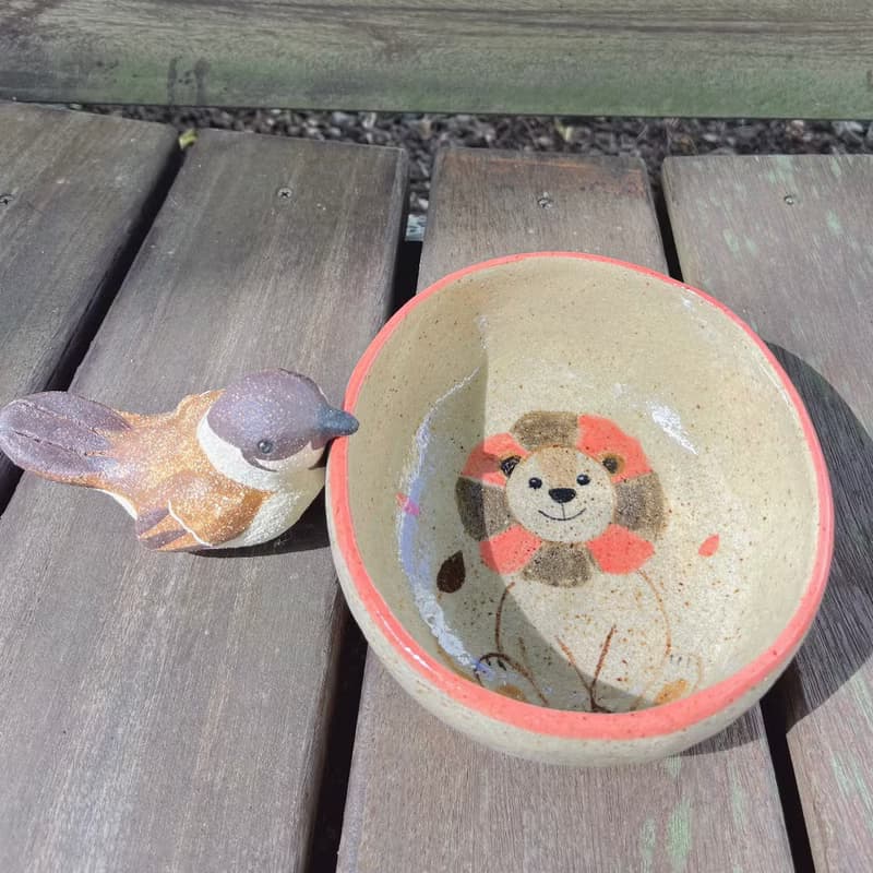 A Lu 快樂獅子陶碗盤| 原創手作手繪 | 美國進口陶土 僅此一件