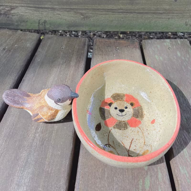 A Lu 快樂獅子陶碗盤| 原創手作手繪 | 美國進口陶土 僅此一件