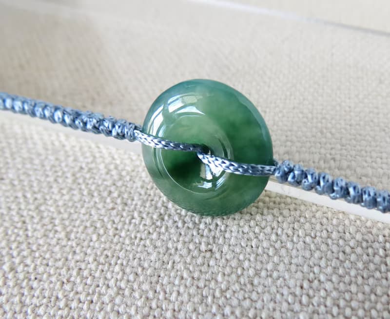 本命年【歲歲平安】冰綠飄花翡翠絲光編織手鍊SW78招財開運