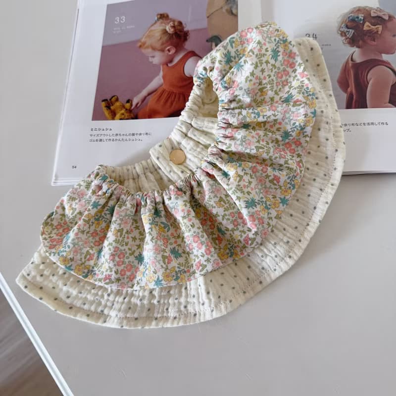 花漾朵朵 天然染色 手工雙層 荷葉圍兜