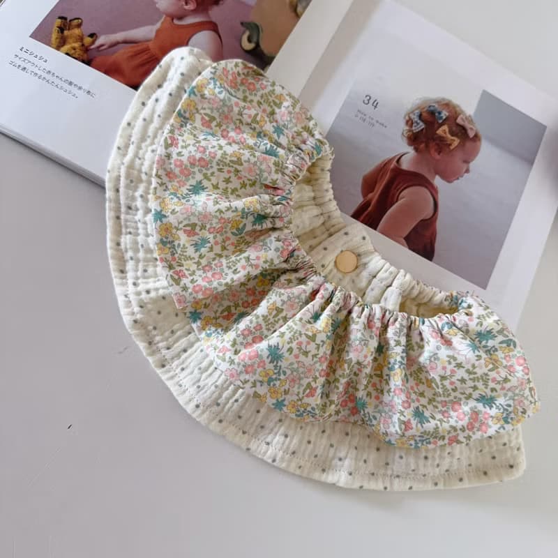 花漾朵朵 天然染色 手工雙層 荷葉圍兜
