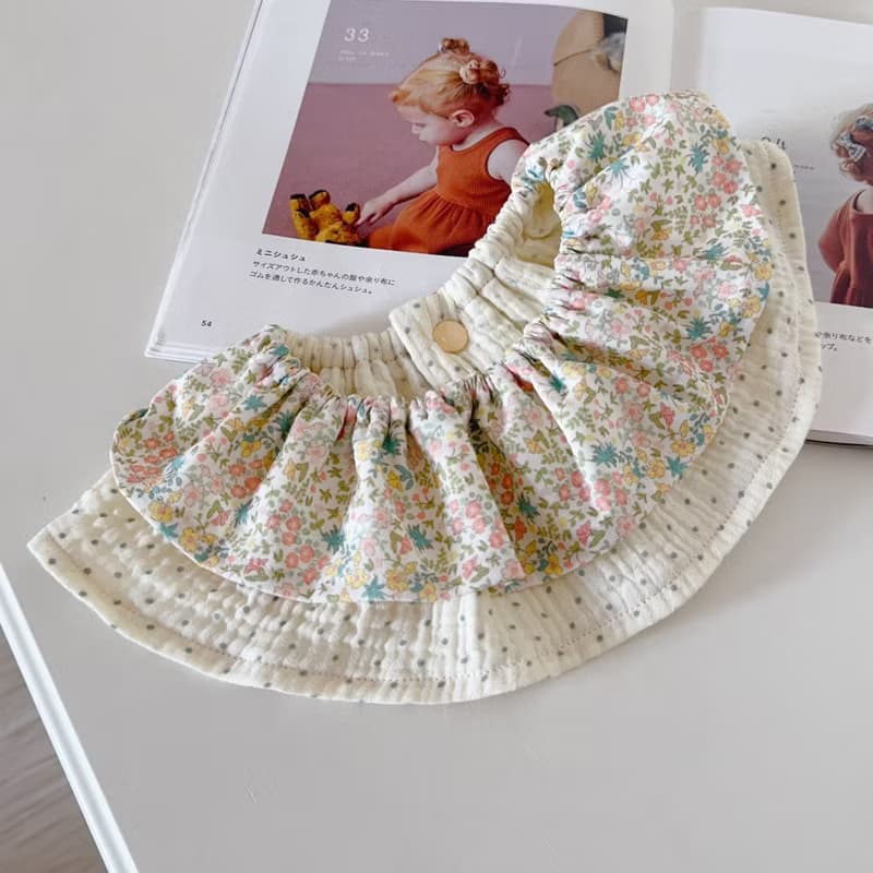 花漾朵朵 天然染色 手工雙層 荷葉圍兜