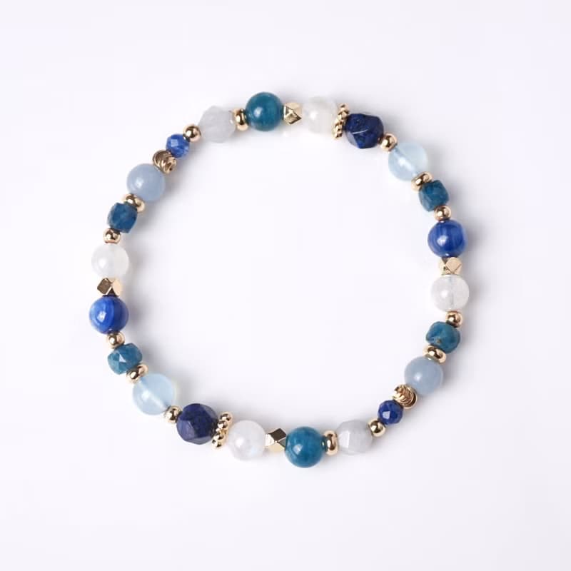 碧藍蒼穹 // 月光石青金石海洋藍寶藍晶石 手鍊 // 溝通表達 療癒