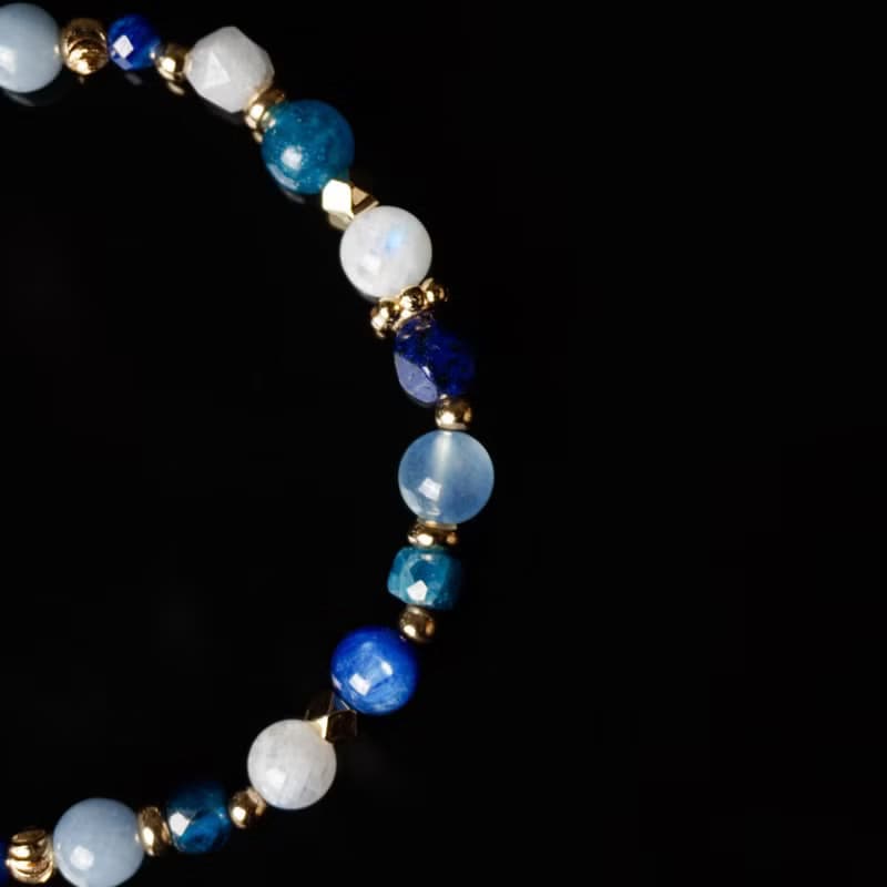 碧藍蒼穹 // 月光石青金石海洋藍寶藍晶石 手鍊 // 溝通表達 療癒