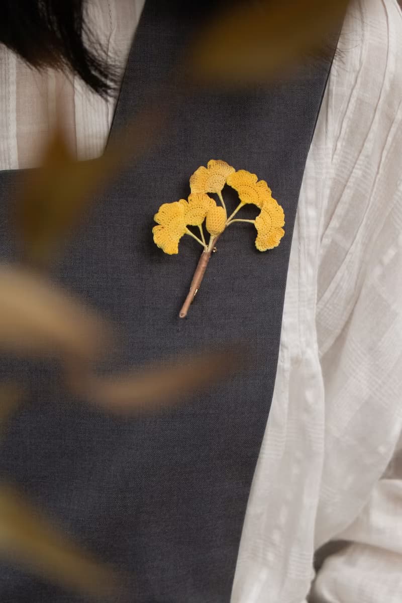 情人節禮物 銀杏葉 蕾絲線繡微鉤胸針 秋意濃自然風胸針