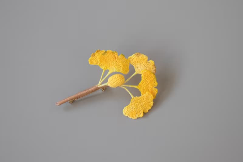 情人節禮物 銀杏葉 蕾絲線繡微鉤胸針 秋意濃自然風胸針