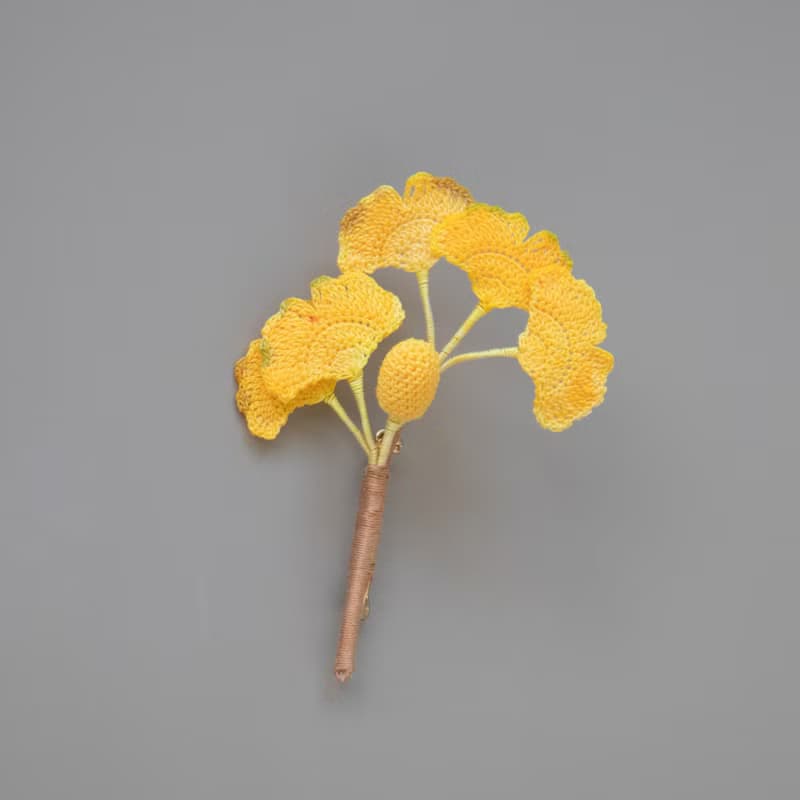 情人節禮物 銀杏葉 蕾絲線繡微鉤胸針 秋意濃自然風胸針