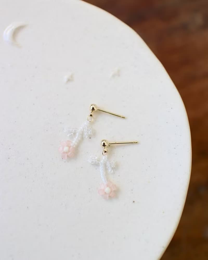 串珠耳飾_夏日小花