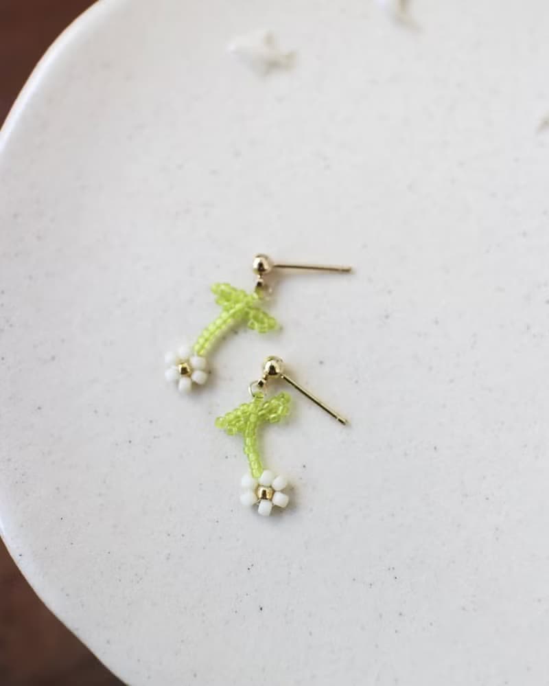 串珠耳飾_夏日小花