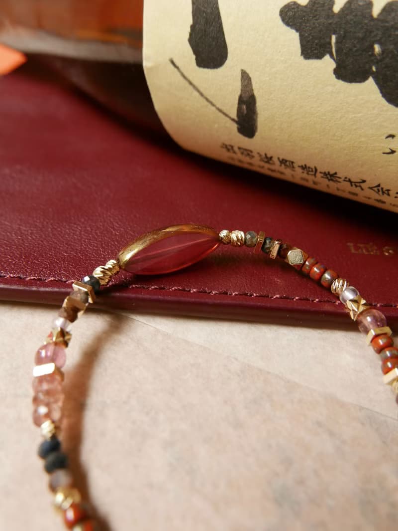 天然石手鍊/粉碧璽/彼得石